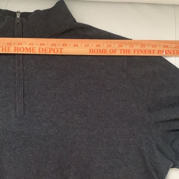 HB Cotton Gray 1/4 Zip Front Mock Neck Sweater Pullover Size 2XL - Picture 3 of 9